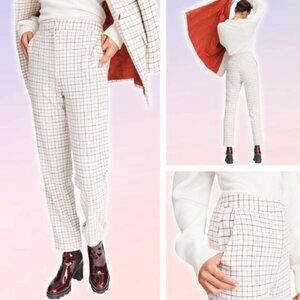 RAG & BONE Lambswool Poppy High Waisted Pant Trouser Pants Sz 0 Ivory Check